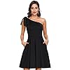 JASAMBAC Homecoming Dresses for Juniors 1950's Dresses for Women One Shoulder Cocktail Dress Wedding Guest Black XL