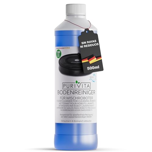 PURIVITA® Detergente Robot Aspirador [500ML] - Liquido Robot Friegasuelos sin Rayas & Sostenible - Limpia Suelos para Robot - Adecuado para todos los Robots Aspiradores & Fregasuelos - Limpiar Suelos