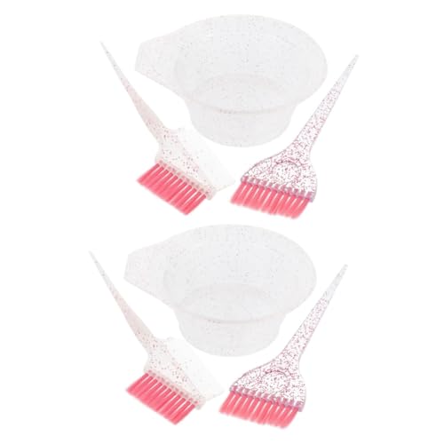 WRITWAA 2 Juegos Tinte De Cabello y Juego De Cepillado De Platos Bochas Bol Tazón De Tinte Tazón y Cepillo Para Teñir El Cabello Teñido Color De Pelo De Salón Rosa El Plastico