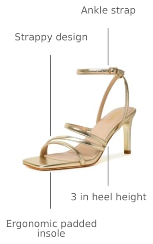 Image of Mostrin Womens Sandals Strappy Heels for Women Ankle Strap Lace Up Heels Square Open Toe Heels Tie Up Stiletto High Heeled Sandals for Prom, Party, Daily Wear