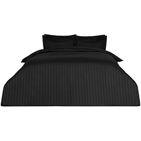 Dreamscene Black Satin Stripe Duvet Cover Set Cover