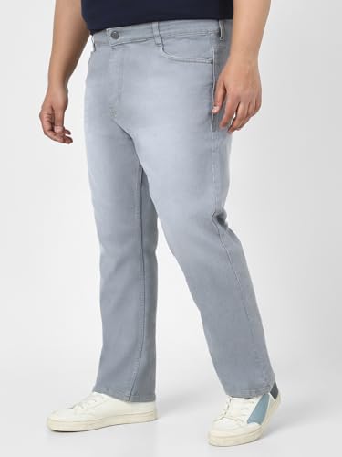 Image of Urbano Plus Men's Straight Fit Mid Rise Washed Jeans Stretchable