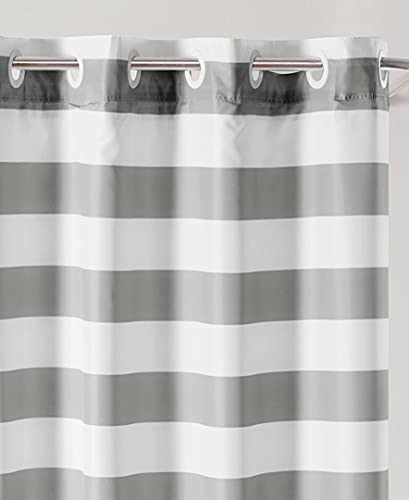 Hookless Cabana Stripe Shower Curtain With Peva Liner, 71 In X 74 In, Grey #TOP2