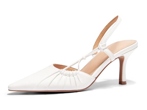 Image of Coutgo Womens Slingback Kitten Heels Closed Pointed Toe Pumps D'Orsay Wedding Party Dress Shoes