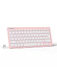 TECKNET 2.4G Wireless Keyboard For Windows/Chrome OS, UK Layout Compact Mini Keyboard, Small Silent Whisper-Quiet Keyboards with 12 months Battery Life (Pink)