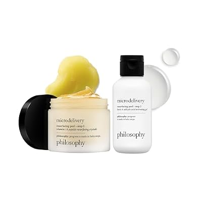 philosophy microdelivery vitamin c resurfacing peel kit - with lactic acid & sunflower seed oil - two-step treatment to smooth rough texture, even skin tone and minimize the appearance of fine lines