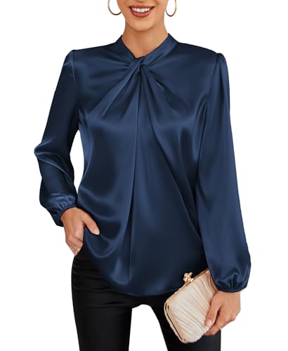 10 Best Silk Shirts for Women That Add Elegance to Any Outfit 7 GRACE KARIN Women's Long Sleeve Satin Blouse