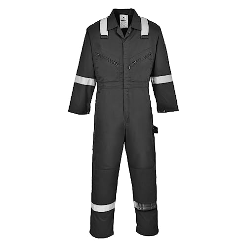 Portwest F813 Iona Polycotton Safety Work Coverall Black, Large