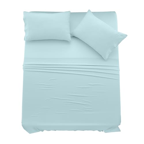 LUX Décor Queen Sheet Set – 6 Piece Ultra-Soft Microfiber Bed Sheets with Flat Sheet, 16 Inches Deep Pocket Fitted Sheet & 4 Pillowcases, Cooling & Breathable Hotel Luxury, Oeko-TEX – Blue