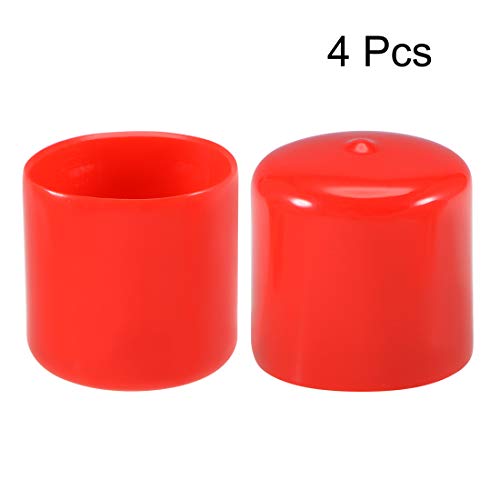 Image of uxcell 4pcs Rubber End Caps 45mm ID Vinyl Round End Cap Cover Screw Thread Protectors Red, 40mm Height