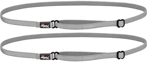 Hipsy Elastic & Adjustable Thin Running Fitness Headband Team Sport Colors Hair Band 2-Pack (Silver 2-pack)