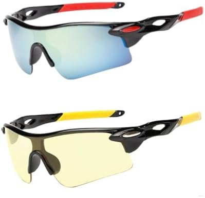 Kit 2 Óculos para Ciclismo, Proteção UV 400, Lentes Coloridas, Ar...