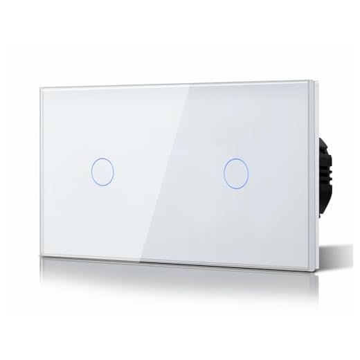 BSEED Doppelt Touch Lichtschalter aus Glas, Unterputz Wandschalter mit Leuchtanzeige(Kein Neutralleiter erforderlich), KEIN WLAN, 1 Fach 1 Weg, 157mm Weiß