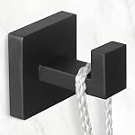 IBosins 4 Pack Towel Hooks Hand Towel Holder for Bathroom Wall Livingroom Bedroom Kitchen Closet Heavy Duty Stainless Steel Hook Hanger for Robe, Bath Towel, Coat (Square Matte Black) - Image 4