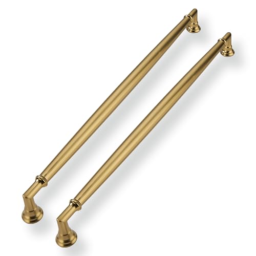 CABDM 2 Pack 12 Inch(305mm) Champagne Bronze Cabinet Pulls Solid Heavy Duty Champagne Brass Cabinet Pulls Kitchen Cabinet Hardware for Cupboard Drawer Handles Dresser Pulls