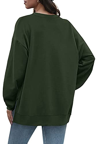 Dofaoo Long Sleeve Shirts For Women Plus Size 3X Crewneck Sweatshirts Plain T Shirts Green #TOP3