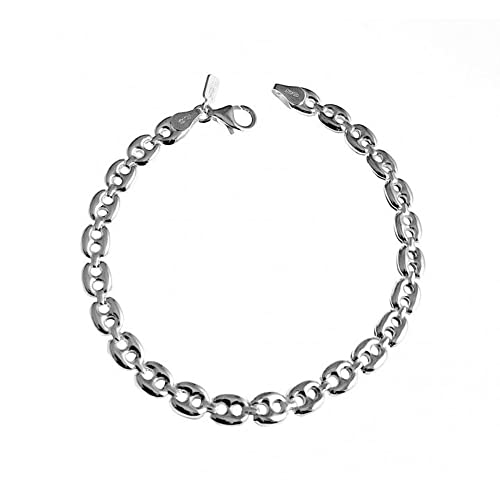 MINOPLATA Pulsera eslabones calabrote pequeños de Plata de ley 925 para mujer