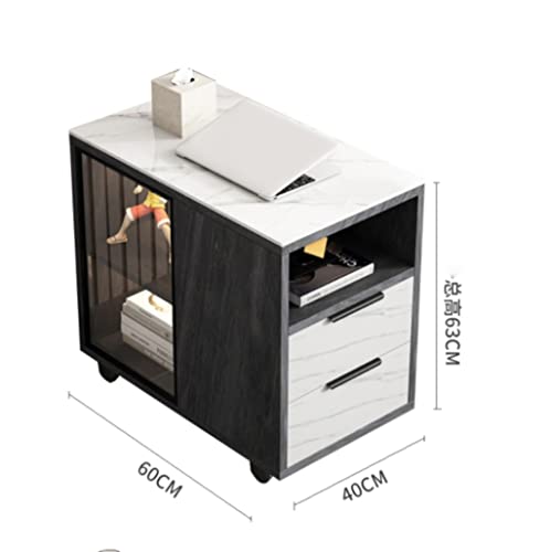 Doubao Faux Rock Slate Color Sofa Sideboard Living Room Mobile Side Table Corner Table Coffee Table Cabinet Side Storage (Color : E, Size : 40 * 60 * 63Cm) #TOP1