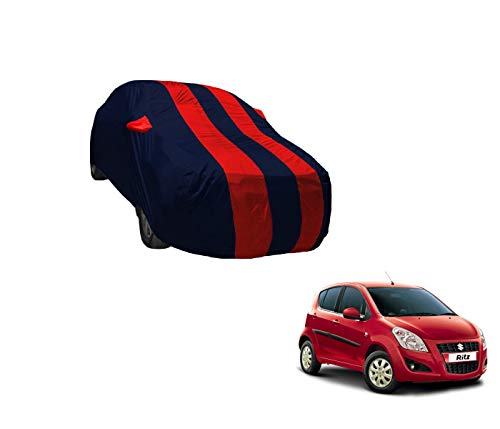 Image of Auto Hub Car Cover Compatible with Maruti Ritz with Weather Proof, Mirror Pocket, Triple Stitched, Ritz Car Cover- Navy-Red