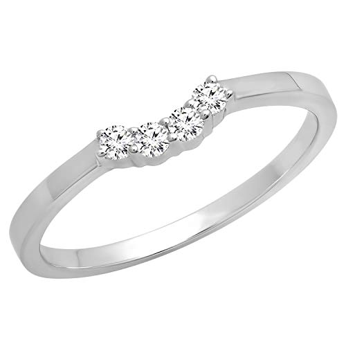 Dazzlingrock Collection 0.20 Cttw Round White Diamond Womens Wedding Stackable Guard Band 1/5 CT, 10K Solid Gold