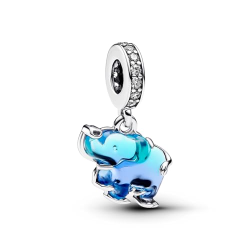 Pandora Blue Murano Glass Elephant Dangle Charm - 4
