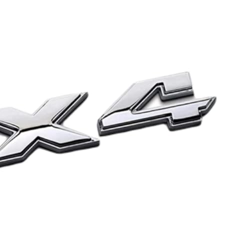 Image of 2X 4x4 Glossy Emblem 3D Zinc Alloy Chrome Decals Nameplate Fit 2019-2020 for Universal 1500 2500 3500 with All /SUV /Pickup Models (Silver)