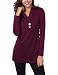 BAISHENGGT Women's Casual Shawl Collar Button Tunic Top Medium Burgundy