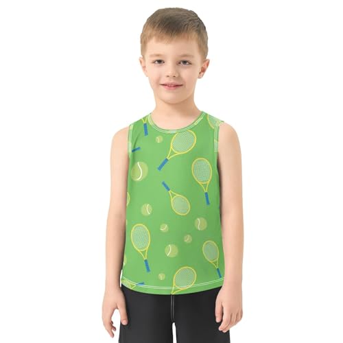 J JOYSAY Cartoon Tennis Light Green Boys Tank Top Sleeveless Muscle Shirts Quick Dry Workout Active Sport Kids T-Shirts 3-15T2