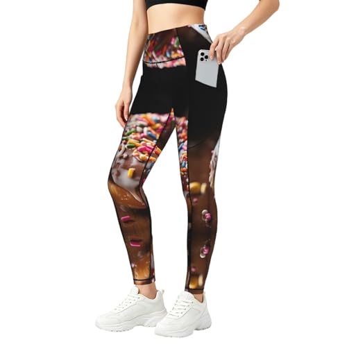 Leggings con estampado de donas para paseos diarios ropa para clima variable de mujer