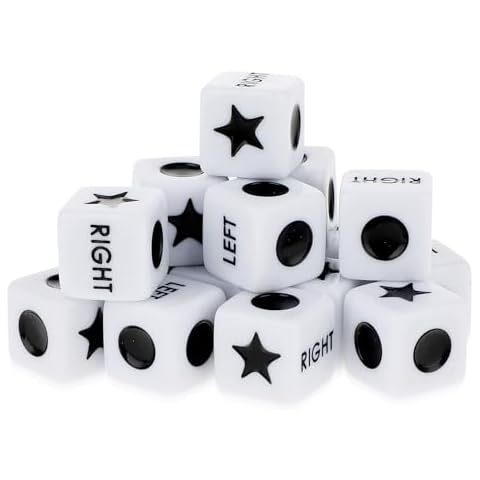 DSLSQD 16 Pcs Left Right and Center Dice, 16mm Standard Size 6 Sided Left and Right and Center Dice Game for Left Right Center Game Dice Games Accessorie Cover