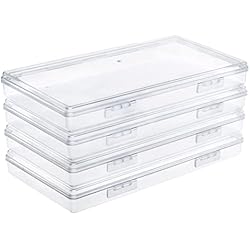 Cajas De Plastico Duro Qualsen Cajas de plastico con Tapa, Organizador almacenaje Transparentes pequeñas para Tornillos, Abalorios (4pack x 19.5 x 10.5 x 2.3 cm, Transparent)