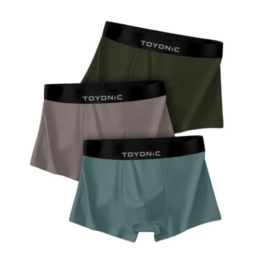 Image of Men's Extra Thin Ice Silk Boxer Briefs (Pack of 3) | Long Leg Elastic Underwear | Breathable & Lightweight Smooth Fabric Trunks