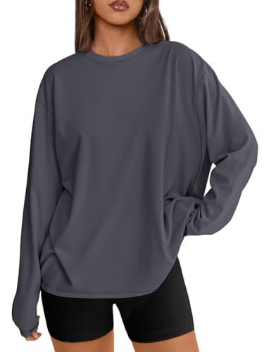 Trendy Queen Womens Oversized Long Sleeve T Shirts 2025 Basic Crewneck Tee Fall Tops Casual Workout Y2K Clothes