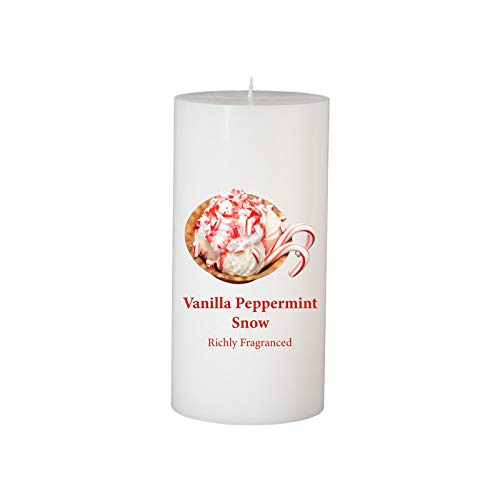 CandleNScent Scented Pillar Candles | 3x6 White Candle | Richly Fragranced | Made in USA | Vanilla Peppermint Snow - Pack of 1