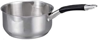TRI Induction Milk Pan Stainless Steel With 2 Double Pouring Lips Soft Handle Stainless Steel Deep Large Induction Milk Pan Pot Dual Pouring Lips (14cm)