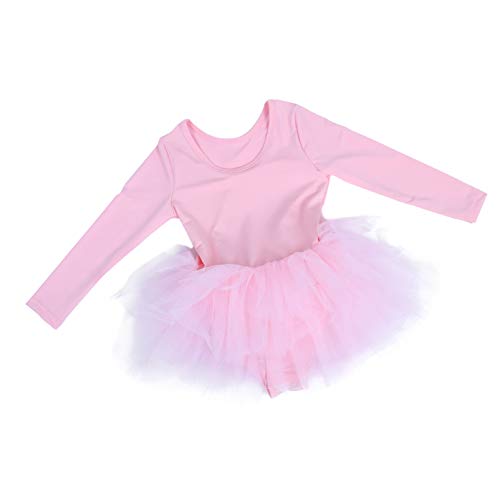 ABOOFAN Kids Girls Mangas Compridas Tutu Dress Ballet Collet para Dançar Ginástica Performance (S Ro