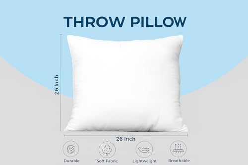 Image of Utopia Bedding Throw Pillows Insert (Pack of 4, White) - 26 x 26 Inches Bed and Couch Pillows - Indoor Decorative Pillow
