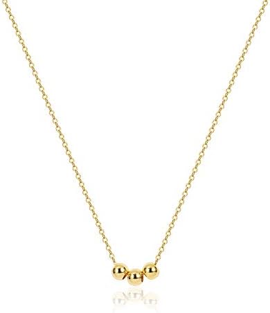 S.J JEWELRY Women Simple Delicate Full Moon 14K Gold Plated/Rose Gold/Silver Plated Layered Pendant Handmade Star Chokers Necklaces-CK2-Ball