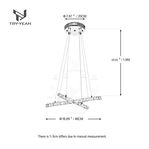 TRY-YEAN Lampadario Moderno in Cristallo a 2