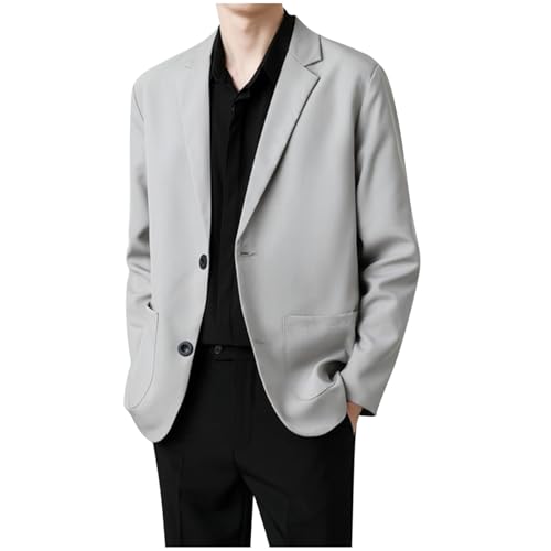 Men's Casual Dressy Blazer Two Button Lightweight Sport Coats Long Sleeve Lapel Collar Suit Jacket with Pockets