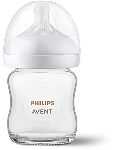 Image of Philips AVENT Glass Natural Baby Bottle with Natural Response Nipple, Clear, 4oz, 1pk, SCY910/01