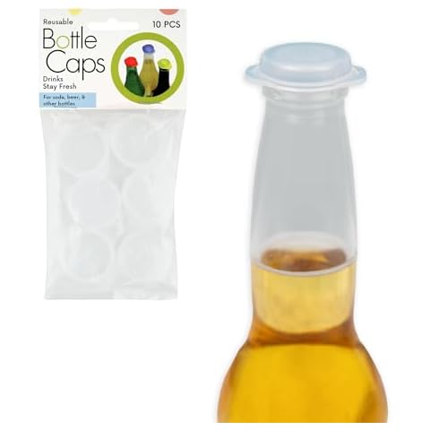 Linden Sweden Bottle Cap Covers | Reusable Plastic Soda and Beer Bottle Caps to Prevent Drink Spillage | Dishwasher Safe Bottle Capper Made In Sweden | Set of 10 Bottle Caps | 3.25"W x 6"H Cover