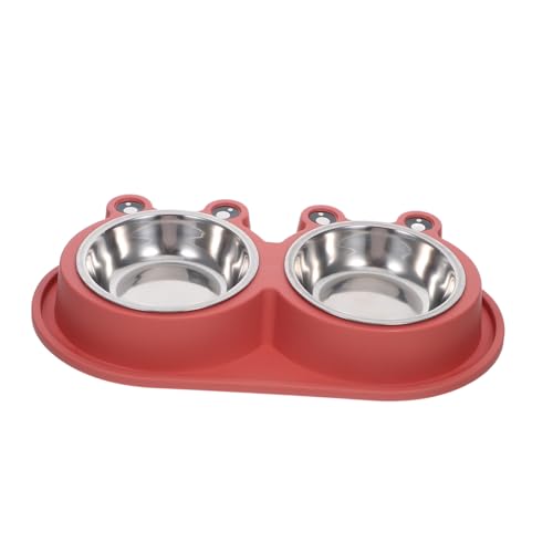 GRADENEVE Comedero Doble para Perros y Gatos Mediano Cuencos Derrames con Base Antideslizante y Boles de Acero Inoxidable para Alimentación Interior y Exterior
