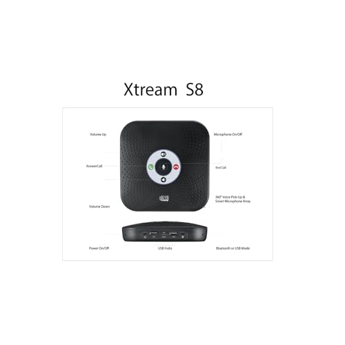 ADESSO Xtream S8 Conference Microphone Speaker: Bluetooth/Wired, USB 3.0 Hubs, AI Noise Reduction, 360° Voice Pickup - Optimal for Teams/Zoom Collaboration and Meeting Room Setup by Adesso - Image 2