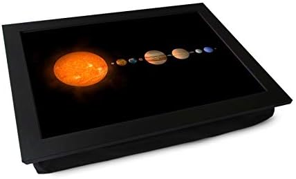 Portable Lap Desk Tray (Solar System) Handmade Wooden Frame, Beanbag Cushioned Bottom | Computers, Laptops, Meals, Food | L0718 Black