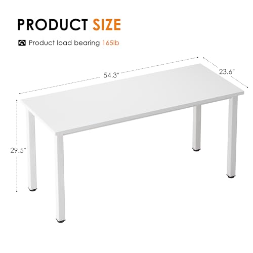 Need 54.3 Inch Large Computer Desk, Modern Simple Style Desk for Home Office, Basic Writing Table for Study Student, White - Image 4