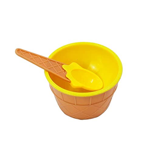 Pote Tigela Colher Para Sorvete Formato Casquinha Sobremesas (Amarelo)