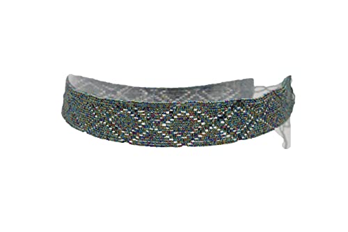 Women Fashion Belt Hip High Waist Green Color Beads Band Geometric Shapes S M