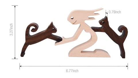Gadgetstalk Life Is Better With Fur Babies - Gift For Pet Lovers - Wooden Pet Carvings, Wood Sculpture Table Ornaments, Carved Wood Decor Gift Natural Eco Friendly (Woman With 2 Dogs) #TOP4