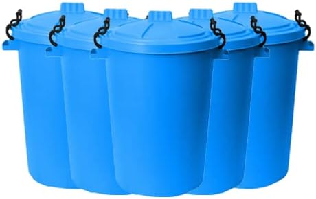 M1SS 50L Litre Heavy Duty Plastic Clip Lock Lid Bin Indoor or Outdoor Rubbish, Dustbin, Trash Can, Waste or Storage of Animal Feed. (5, Dark Green)